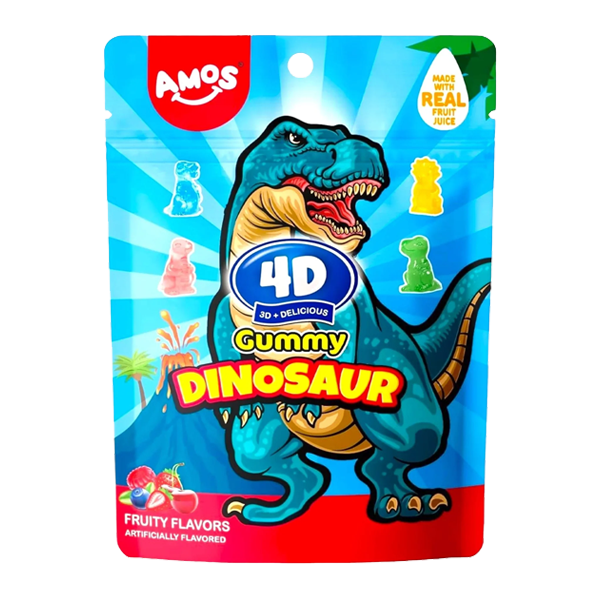 Amos 4D Fruit Gummy Dinosaur  65G