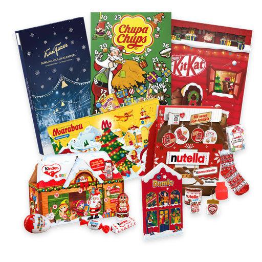 Adventskalendrar med godis och choklad