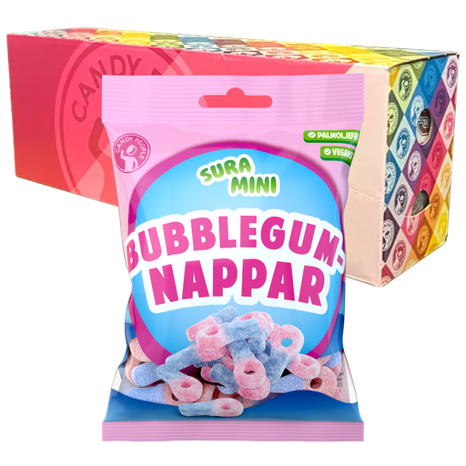 Sura Mini Bubblegumnappar 70g x 18st
