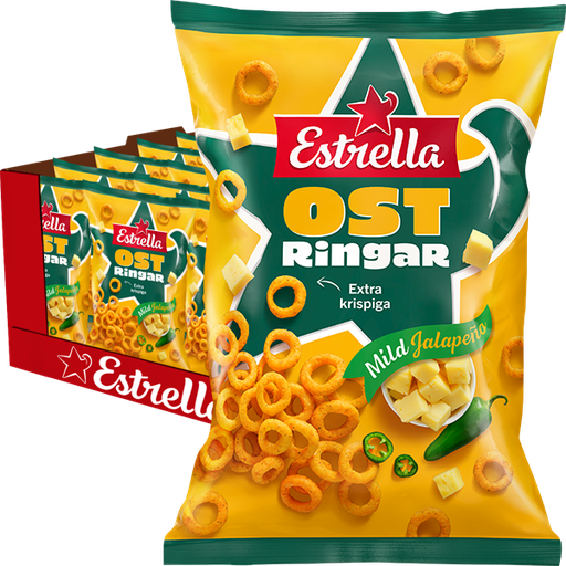 Estrella Ostringar Jalapeno 200g x 18st