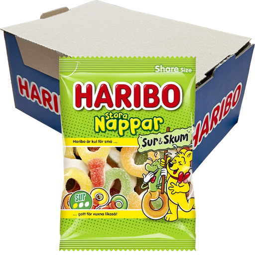 Haribo Sura Skum Fruktnappar 150g x 12st