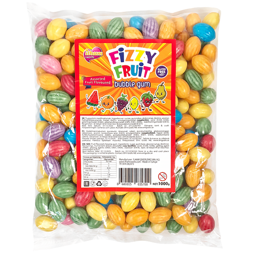 Fizzy Fruit Bubble Gum 1kg