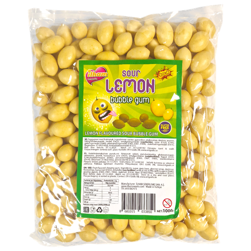 Sour Lemon Bubble Gum 1kg