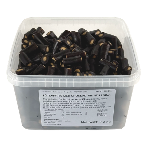 Sötlakrits Choklad-Mintfyllning 2.2kg