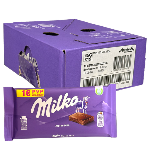 Milka Mjölkchoklad 45g x 19st