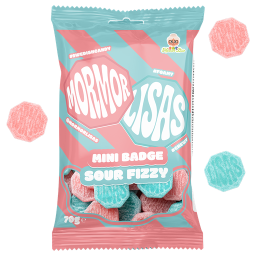 Mormor Lisas Mini Badge Sour Fizzy 70g