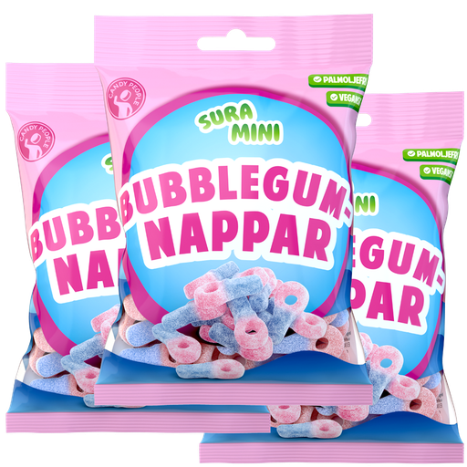 3st - Sura Mini Bubblegumnappar 70g