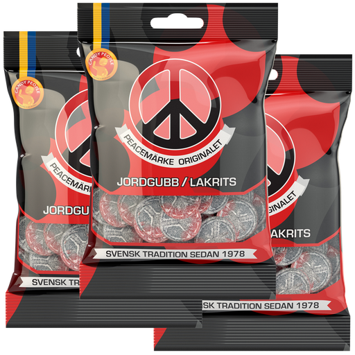 3st - Peacemärke Jordgubb/Lakrits 80g