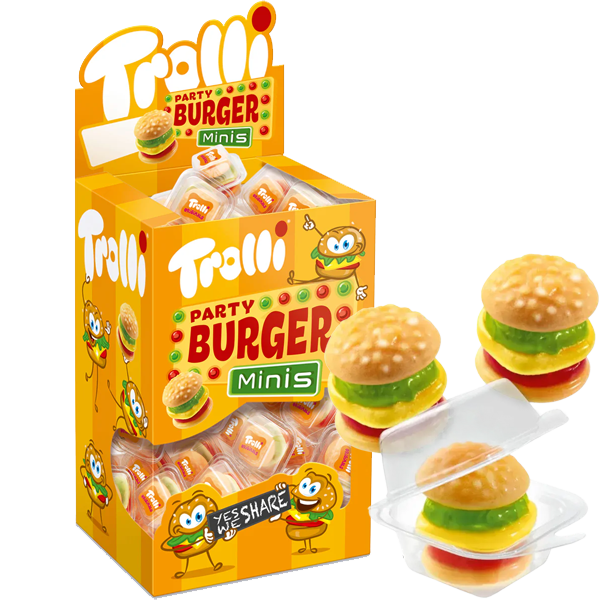 Trolli Party Miniburger 80-pack | Default Start Page - Alla kategorier - Godis - Påsar & Stycksaker - Roliga Stycksaker | Gottegrisen