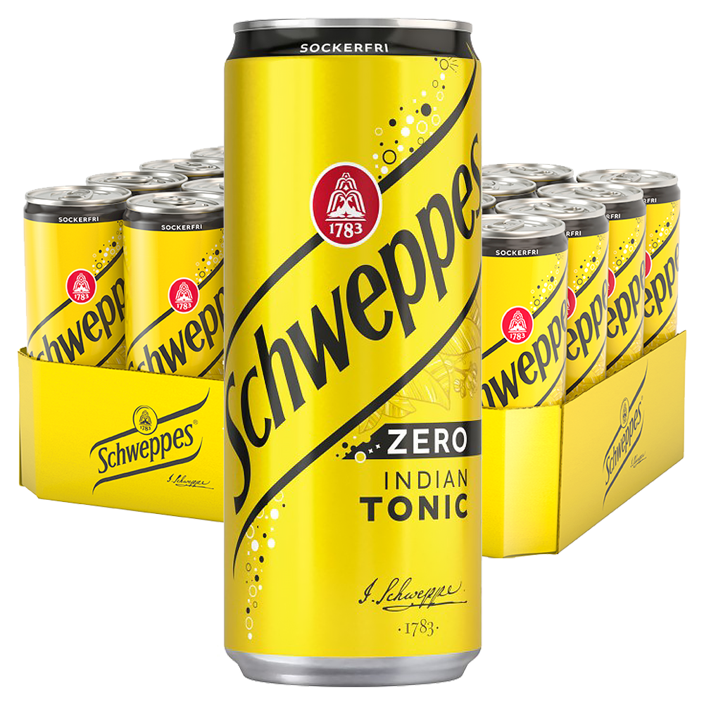 Schweppes Indian Tonic Zero 33cl x 20st | Default Start Page - Alla kategorier - Drycker - Cider & Drinkmixar | Gottegrisen