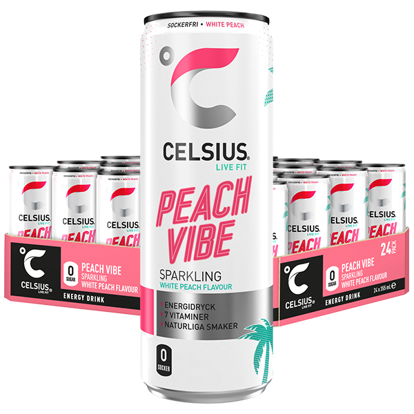 Celsius Peach Vibe 24st x 355ml | Default Start Page - Alla kategorier - Drycker - Energidryck | Gottegrisen