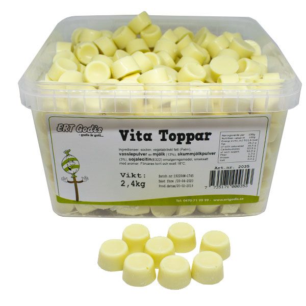 VITA TOPPAR - 2,4 kg | Default Start Page - Alla kategorier - Godis - Lösvikt | Gottegrisen