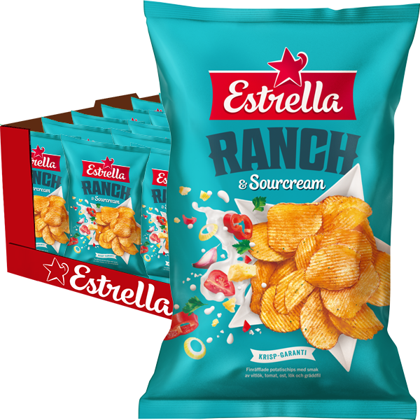 Estrella Ranch & Sourcream 175g x 21st | Default Start Page - Alla kategorier - Chips & Snacks - Chips - Potatischips | Gottegrisen