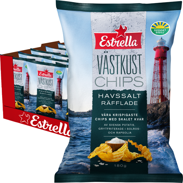 Estrella Västkust Havsalt 180g x 10st | Default Start Page - Alla kategorier - Chips & Snacks - Chips - Potatischips | Gottegrisen