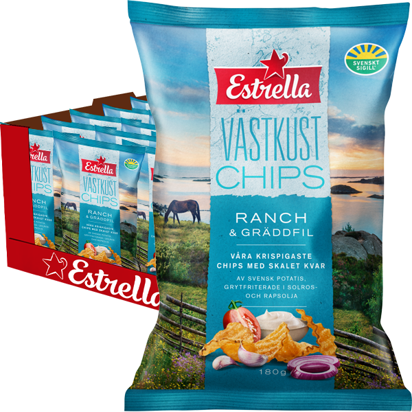 Estrella Västkust Ranch 180st x 10st | Default Start Page - Alla kategorier - Chips & Snacks - Chips - Potatischips | Gottegrisen