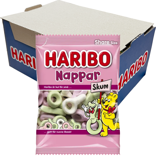 Haribo Nappar Skum 120g x 12st | Default Start Page - Alla kategorier - Godis - Påsar & Stycksaker - Godispåsar | Gottegrisen