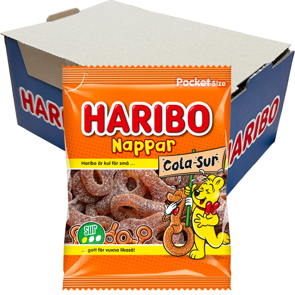 Haribo Sura Colanappar 70g x 22st | Default Start Page - Alla kategorier - Godis - Påsar & Stycksaker - Godispåsar | Gottegrisen