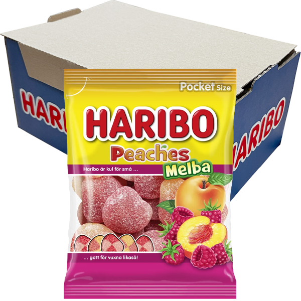 Haribo Peaches Raspberry 80g x 24st | Default Start Page - Alla kategorier - Godis - Påsar & Stycksaker - Godispåsar | Gottegrisen