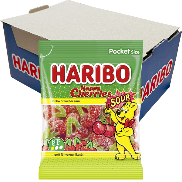 Haribo Happy Cherries Sour 75g x 20st | Default Start Page - Alla kategorier - Godis - Påsar & Stycksaker - Godispåsar | Gottegrisen