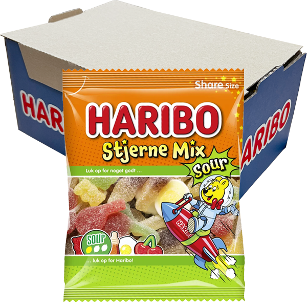 Haribo Stjärn Mix Sur 150g x 14st | Default Start Page - Alla kategorier - Godis - Påsar & Stycksaker - Godispåsar | Gottegrisen