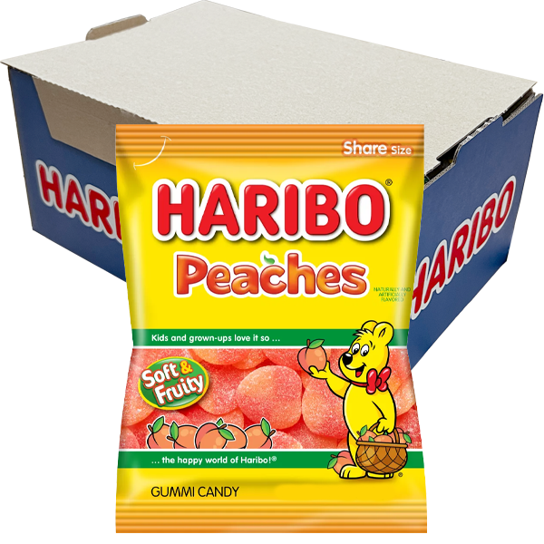 Haribo Persikor 80g x 24st | Default Start Page - Alla kategorier - Godis - Påsar & Stycksaker - Godispåsar | Gottegrisen