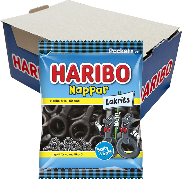 Haribo Salta Nappar 80g x 20st | Default Start Page - Alla kategorier - Godis - Påsar & Stycksaker - Godispåsar | Gottegrisen