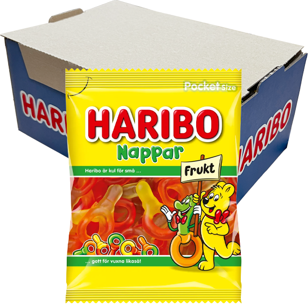 Haribo Fruktnappar 80g x 24st | Default Start Page - Alla kategorier - Godis - Storpack | Gottegrisen