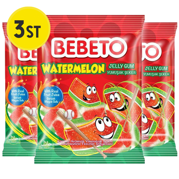 3st - BEBETO Watermelon 80g | Default Start Page - Alla kategorier - Godis - Påsar & Stycksaker | Gottegrisen