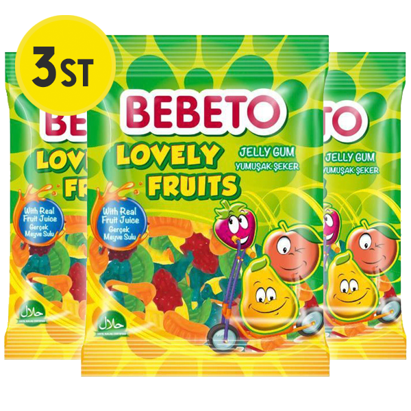 3st - BEBETO Lovely Fruits 80g | Default Start Page - Alla kategorier - Godis - Påsar & Stycksaker | Gottegrisen
