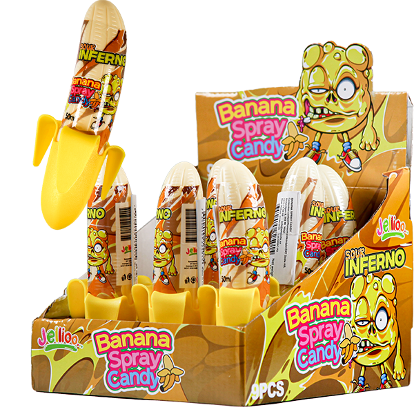 Jellioo Inferno Banana Spray 50ml x 9st | Default Start Page - Alla kategorier - Nyheter - Nyheter 2024 - Godis - Nyheter 2024 | Gottegrisen