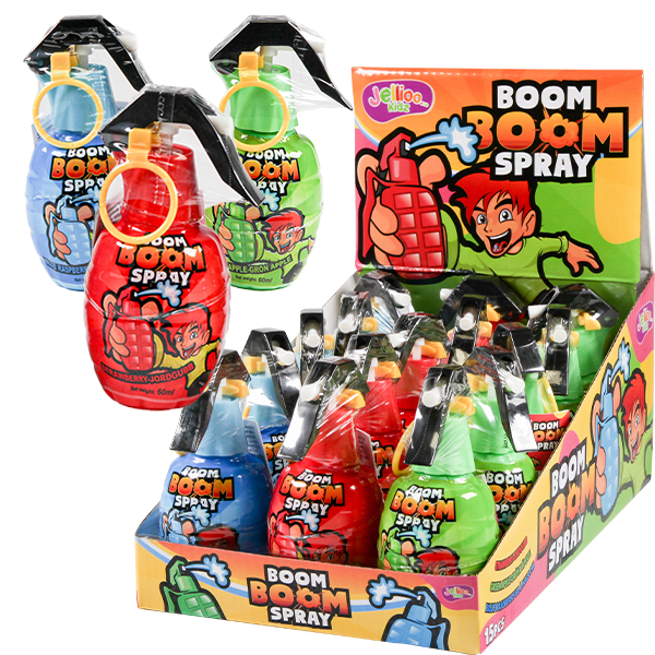 Jellioo Boom Boom Spray 60ml x 15st | Default Start Page - Alla kategorier - Nyheter - Nyheter 2024 - Godis - Nyheter 2024 | Gottegrisen