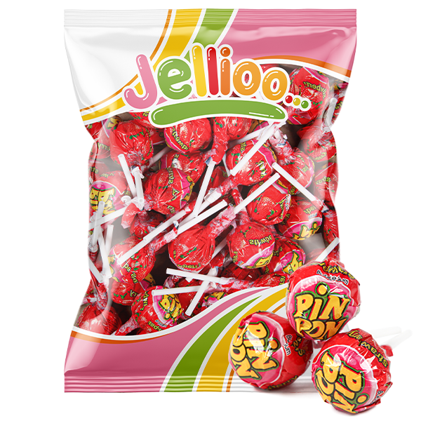 Pin Pon Lollipop Gum Sour Strawberry | Default Start Page - Alla kategorier - Varumärken - Jellioo - Jellioo Klubbor | Gottegrisen