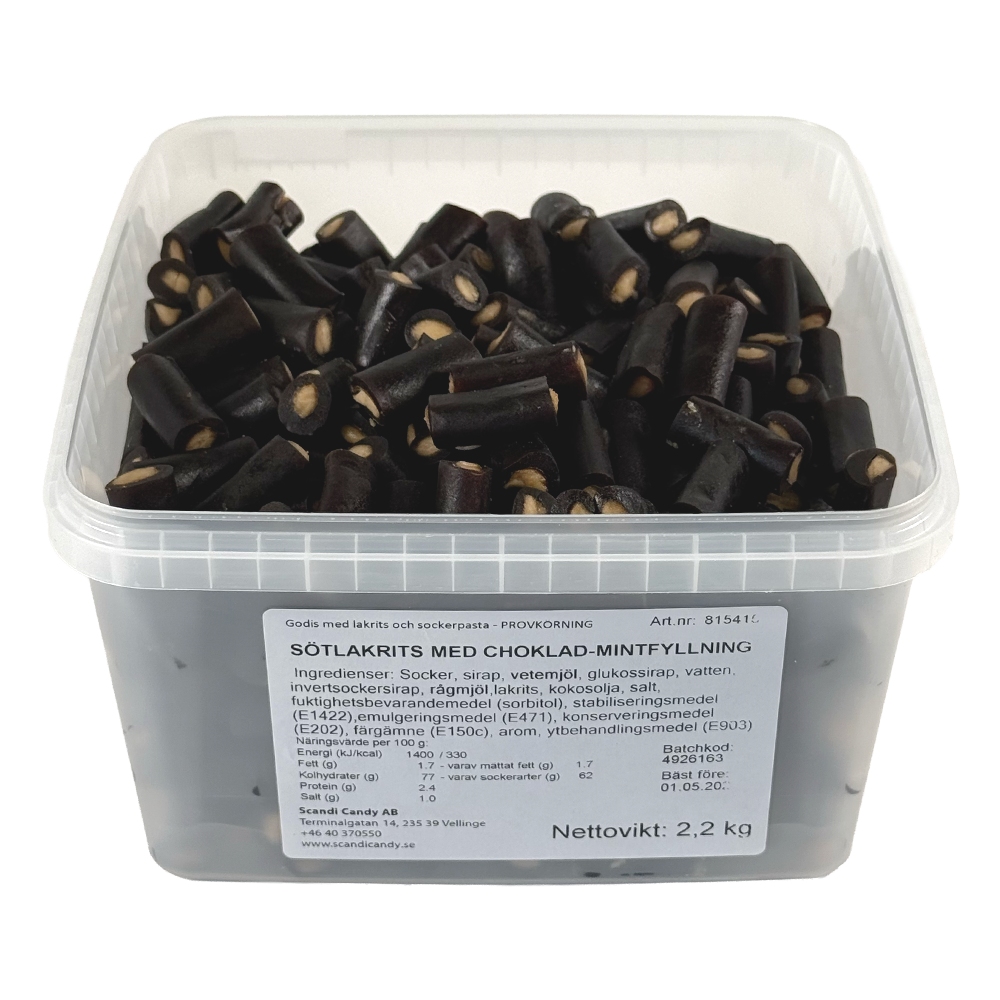 Sötlakrits Choklad-Mintfyllning 2.2kg | Default Start Page - Alla kategorier - Godis - Storpack | Gottegrisen
