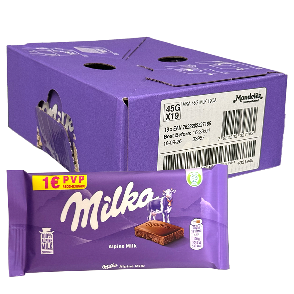 Milka Mjölkchoklad 45g x 19st