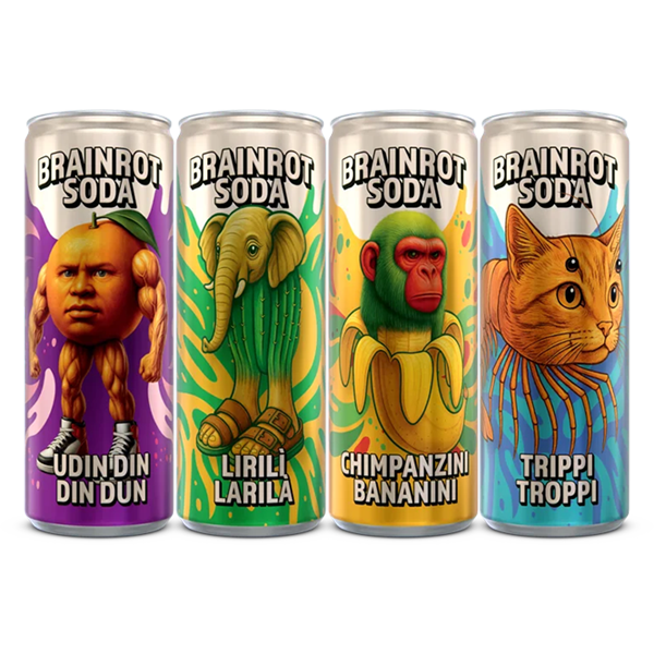 Brainrot Soda Mix 4-pack 25cl | Default Start Page - Alla kategorier - Nyheter - Nyheter 2025 - Dryck - Nyheter 2025 | Gottegrisen