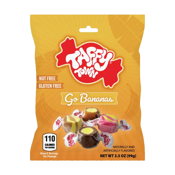 Taffy Town Go Bananas 99g | Default Start Page - Alla kategorier - Nyheter - Nyheter 2025 - Godis - Nyheter 2025 | Gottegrisen