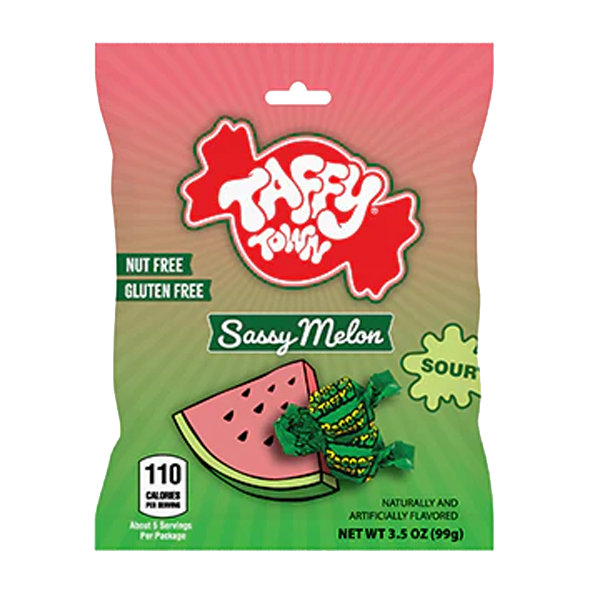 Taffy Town Sassy Sour Melon 99g | Default Start Page - Alla kategorier - Nyheter - Nyheter 2025 - Godis - Nyheter 2025 | Gottegrisen
