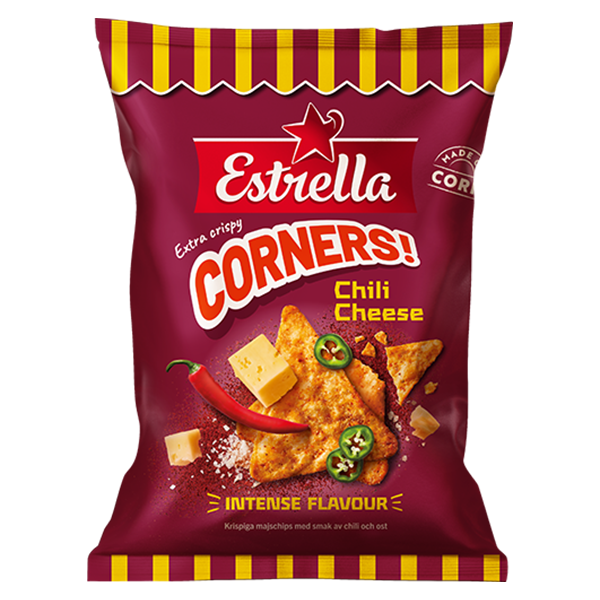 Estrella Corners Chili Cheese 160g | Default Start Page - Alla kategorier - Nyheter - Nyheter 2025 - Snacks - Nyheter 2025 | Gottegrisen
