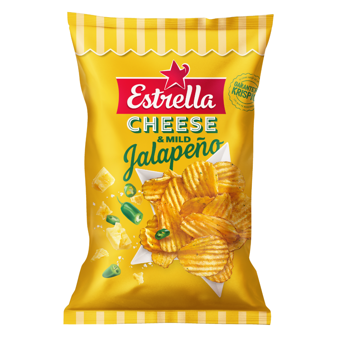 Estrella Cheese & Jalapeno 175g | Default Start Page - Alla kategorier - Nyheter - Nyheter 2026 - Snacks - Nyheter 2026 | Gottegrisen