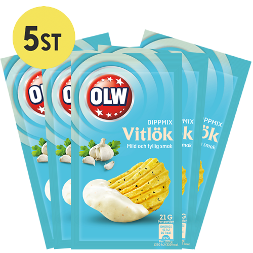 5st - OLW Dippmix Vitlök 21g | Default Start Page - Alla kategorier - Chips & Snacks - Dipp & Tillbehör | Gottegrisen