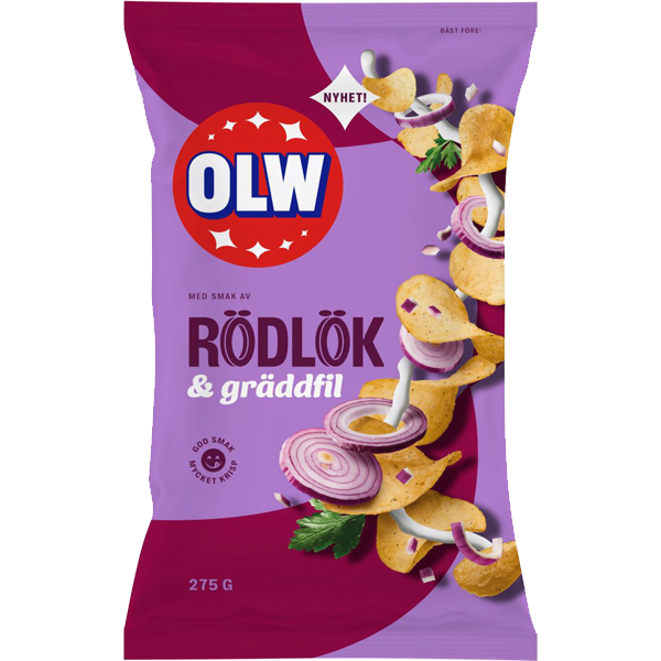 OLW Rödlök & Gräddfil 275g | Default Start Page - Alla kategorier - Nyheter - Nyheter 2026 - Snacks - Nyheter 2026 | Gottegrisen