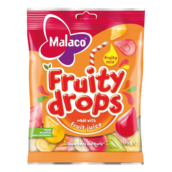 Malaco Fruity Drops Frutiy Mix 170g | Default Start Page - Alla kategorier - Nyheter - Nyheter 2025 - Godis - Nyheter 2025 | Gottegrisen