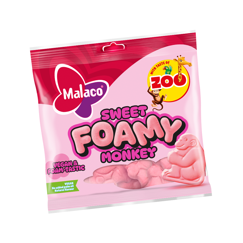 Malaco Zoo Foamy Monkey 115g | Default Start Page - Alla kategorier - Godis - Påsar & Stycksaker - Godispåsar | Gottegrisen