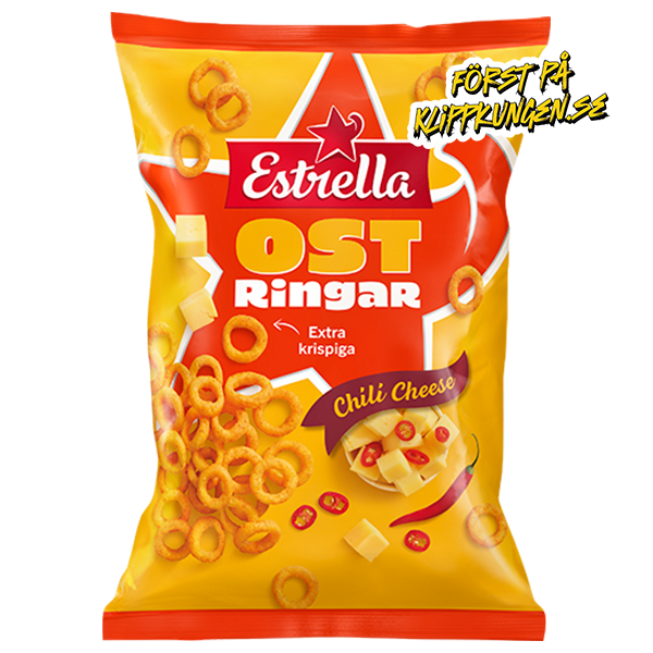 Estrella Ostringar Chili Cheese 200g | Default Start Page - Alla kategorier - Nyheter - Nyheter 2024 - Snacks - Nyheter 2024 | Gottegrisen