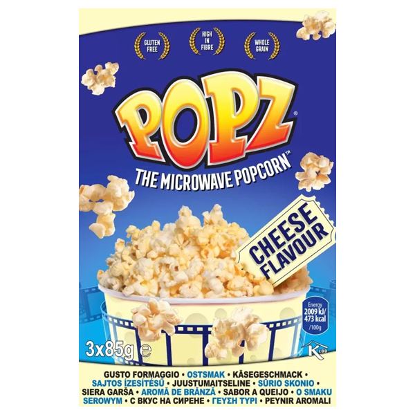Popz Micropopcorn Cheese 3x85g | Default Start Page - Alla kategorier - Chips & Snacks - Popcorn | Gottegrisen