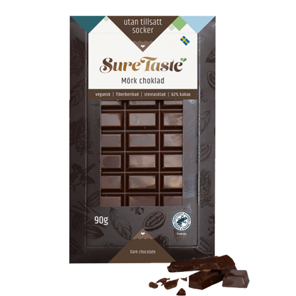 Sure Taste Chokladkaka Mörk Choklad 90g | Default Start Page - Alla kategorier - Godis - Sockerfritt & Special - Sockerfritt | Gottegrisen