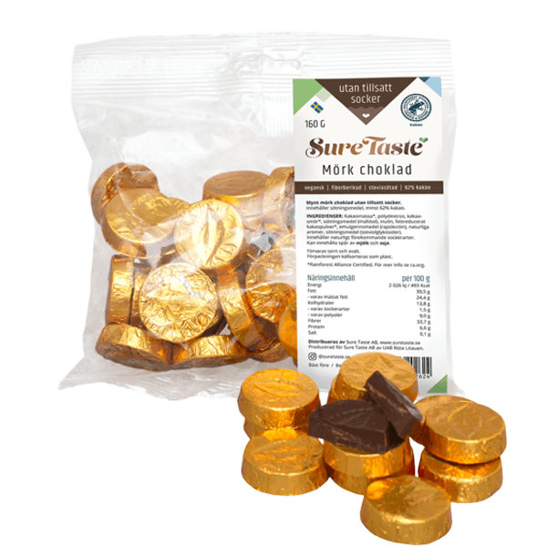 Chokladmynt Mörk Choklad Guld 160g | Default Start Page - Alla kategorier - Godis - Sockerfritt & Special - Sockerfritt | Gottegrisen