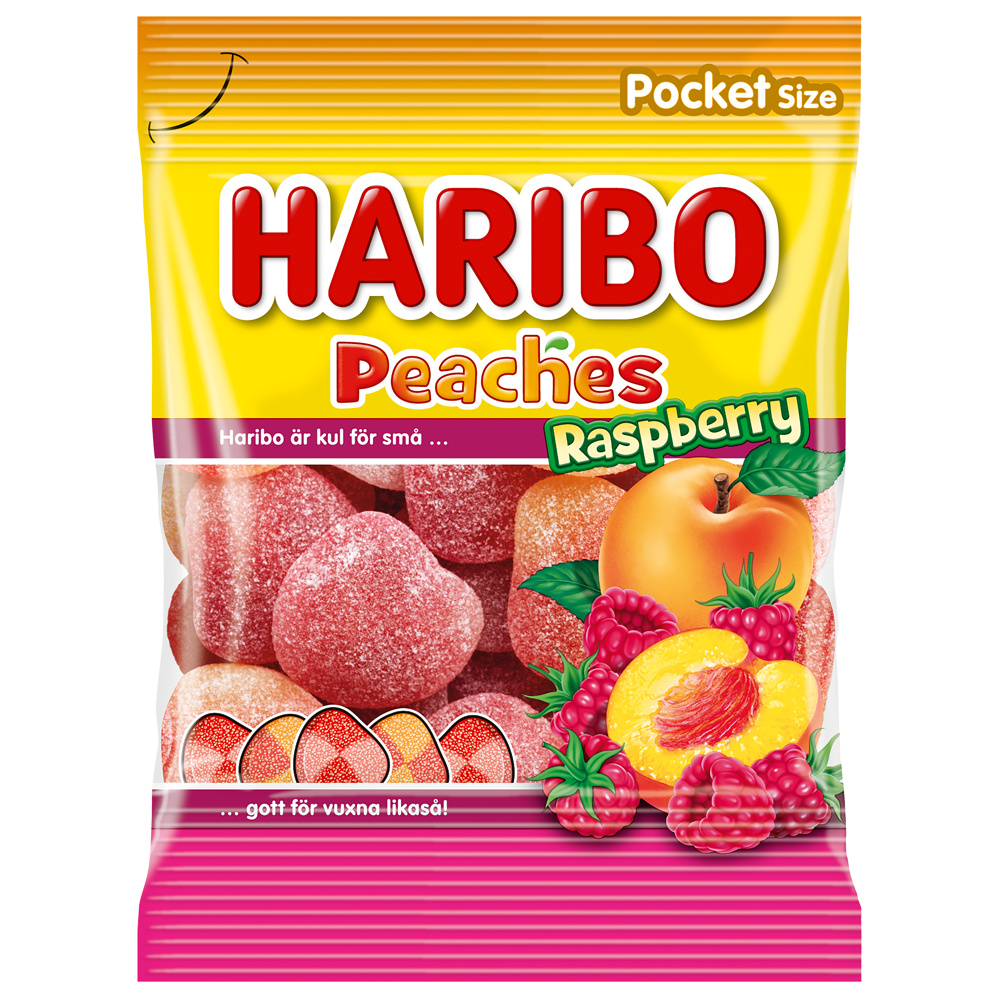 HARIBO Peaches Raspberry 80g | Default Start Page - Alla kategorier - Nyheter - Nyheter 2023 - Godis - Nyheter 2023 | Gottegrisen