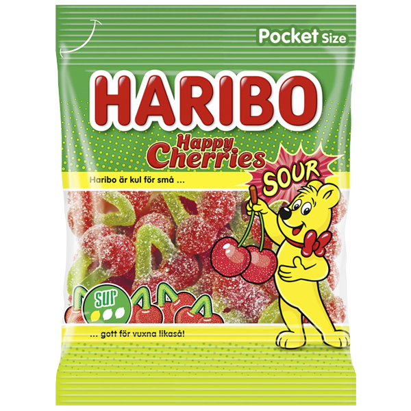 Haribo Happy Cherries Sour 75g | Default Start Page - Alla kategorier - Nyheter - Nyheter 2024 - Godis - Nyheter 2024 | Gottegrisen