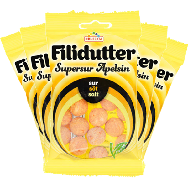 5st - Filidutter Supersur Apelsin 65g | Default Start Page - Alla kategorier - Nyheter - Nyheter 2025 - Godis - Nyheter 2025 | Gottegrisen